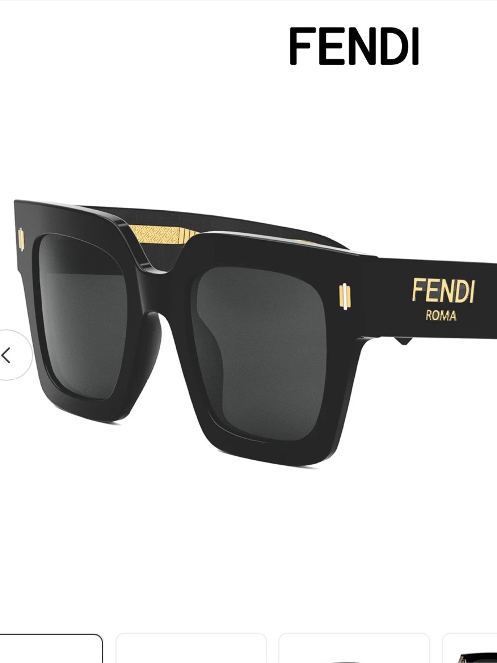 Fendi Black Logo Square Sunglasses - Picture 2 of 10